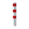 Barrier bollard | Steel tube  193 x 3.6 mm | removable | without lock | Total length in mm 2000 | hot-dip galvanized and white coated withthree red reflecting stripes